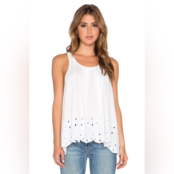 Free People Toosaloosa Tank in Ivory slub attina open back scallop edge picot - Picture 13 of 16